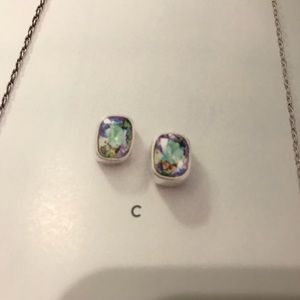 Swarovski rainbow iridescent silver crystal studs